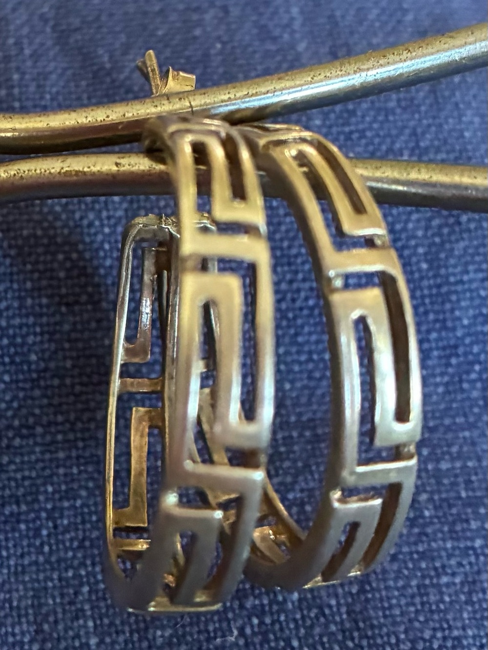 Silver Meander motif Hoop Earrings from Greece